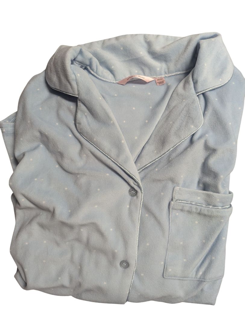La Vie en Rose Light Blue Fleece Pajama Set
