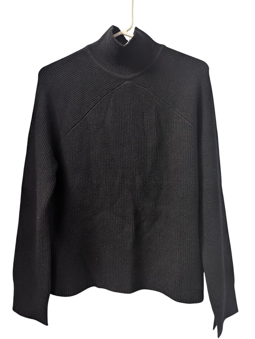 Melanie Lyne Black Mock-Neck Ribbed Sweater – Size M