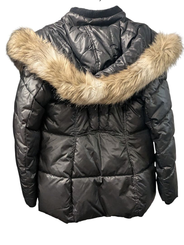 Laundry by Design Black Faux-Fur Trim Puffer Jacket – Size M