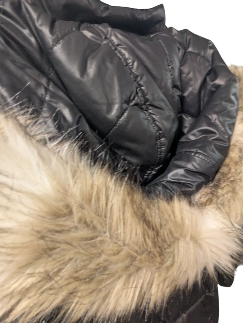 Laundry by Design Black Faux-Fur Trim Puffer Jacket – Size M