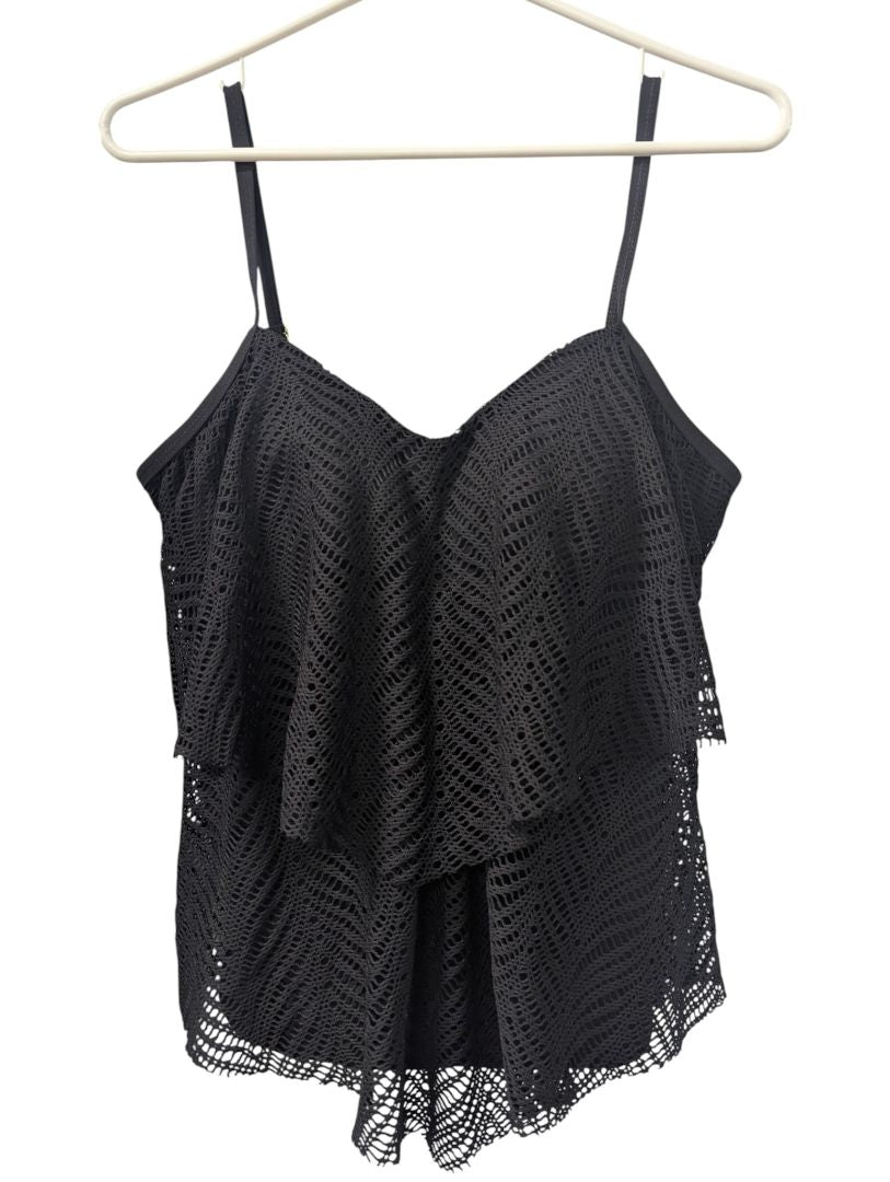 Christina Black Crochet Tankini Top