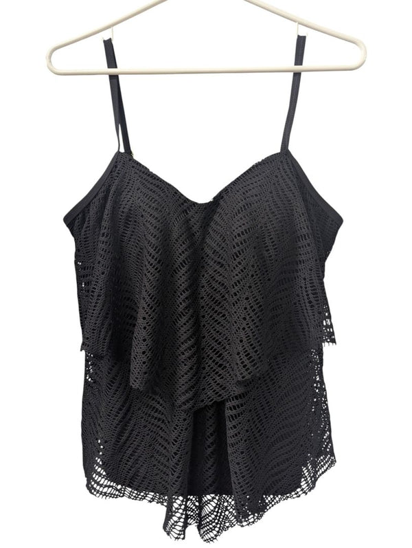 Christina Black Crochet Tankini Top