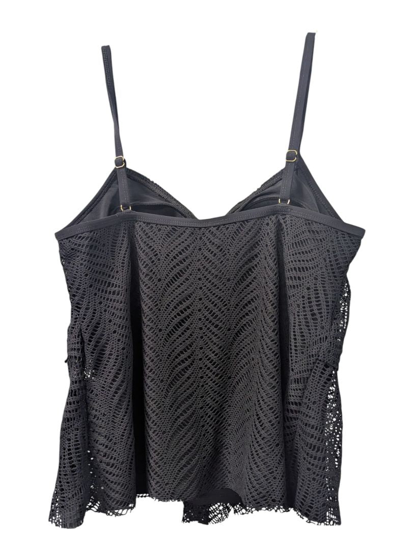 Christina Black Crochet Tankini Top