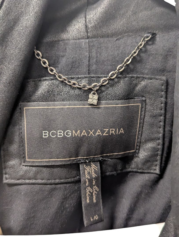 BCBGMAXAZRIA Black Mixed-Media Leather Jacket