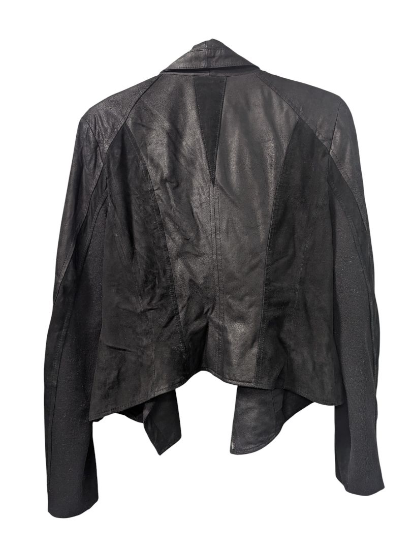 BCBGMAXAZRIA Black Mixed-Media Leather Jacket