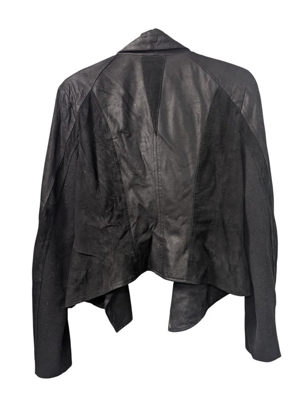 BCBGMAXAZRIA Black Mixed-Media Leather Jacket
