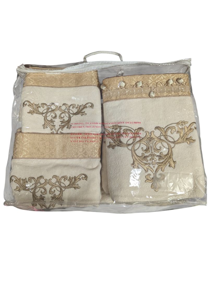 Gold Embroidered Multi-Piece Bath Towel Set