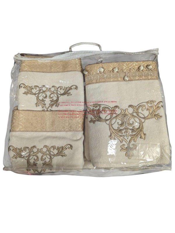 Gold Embroidered Multi-Piece Bath Towel Set