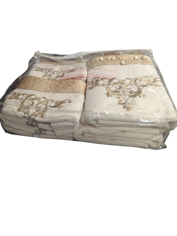 Gold Embroidered Multi-Piece Bath Towel Set