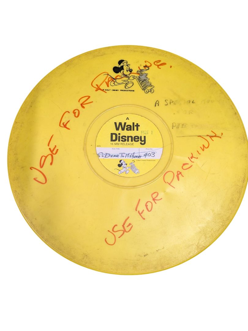Vintage Walt Disney 16mm Film Reel Canister – Yellow Mickey Mouse Release Tin