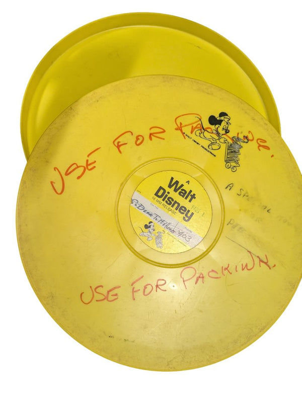 Vintage Walt Disney 16mm Film Reel Canister – Yellow Mickey Mouse Release Tin