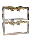 Vintage 1980 Eagle License Plate Frames – Pair (Chrome & Brass Tone)