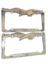 Vintage 1980 Eagle License Plate Frames – Pair (Chrome & Brass Tone)