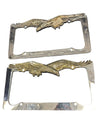 Vintage 1980 Eagle License Plate Frames – Pair (Chrome & Brass Tone)