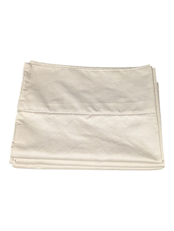 Set of Four Ivory Cotton Linen Pieces with Decorative Hem Detail