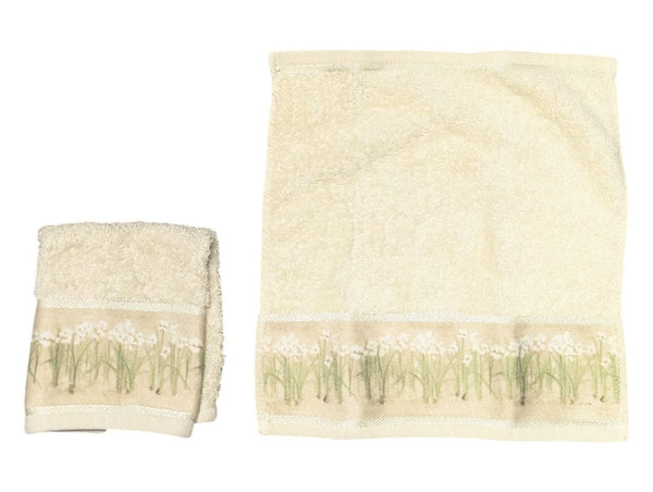 Botanical Shower Curtain Panel with Matching Washcloths – 3-Piece Set