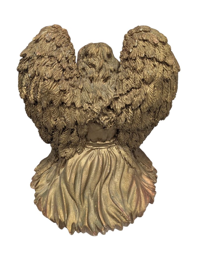 Praying Angel Tealight Holder – Gold-Tone Resin
