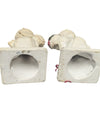 Vintage Cherub Candleholder Pair – White Plaster with Floral Accents