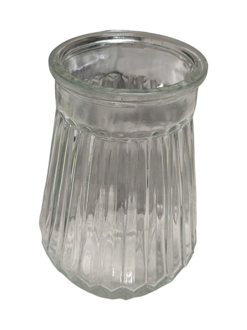 Vintage Ribbed Glass Jar Set with Metal Lids