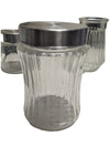 Vintage Ribbed Glass Jar Set with Metal Lids