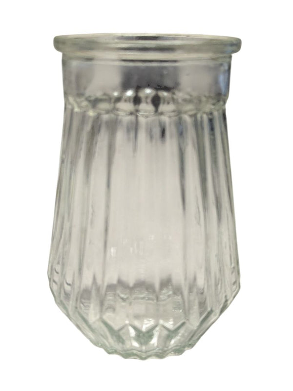 Vintage Ribbed Glass Jar Set with Metal Lids