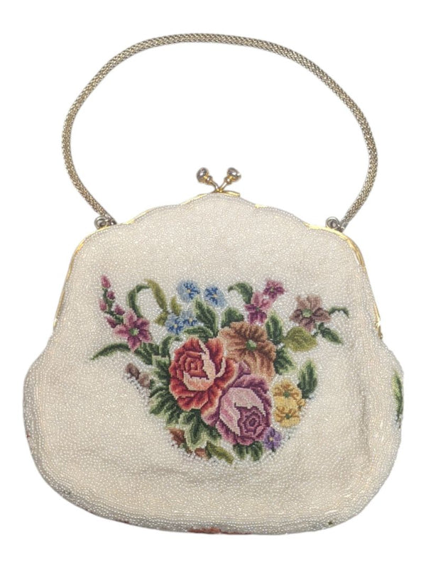 Vintage Hand-Beaded Floral Evening Handbag