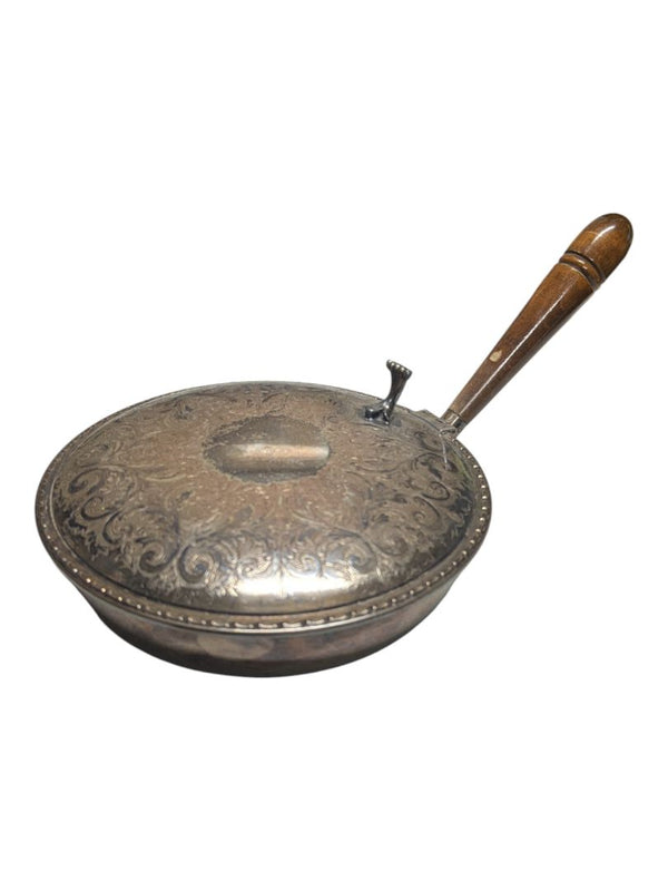 Vintage Silverplate Lidded Serving Pan with Wooden Handle