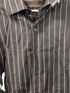 BCBG Attitude Men’s Brown Striped Button-Up Shirt (Size XL)