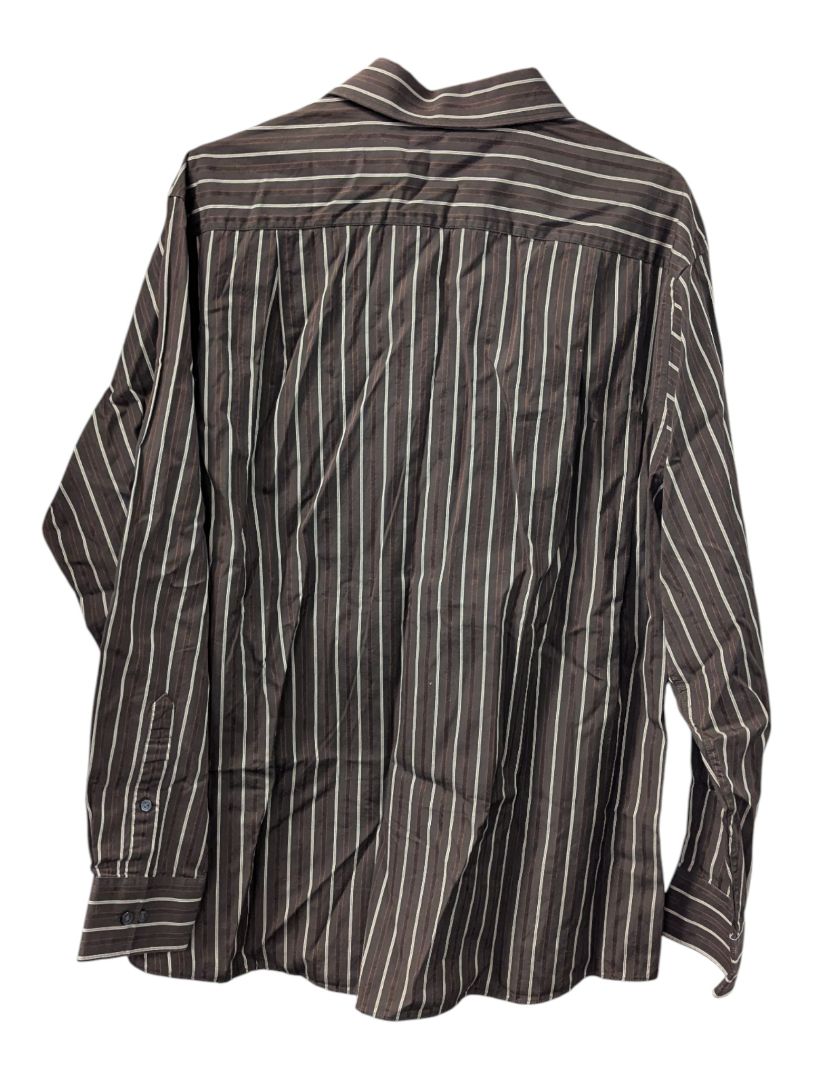 BCBG Attitude Men’s Brown Striped Button-Up Shirt (Size XL)