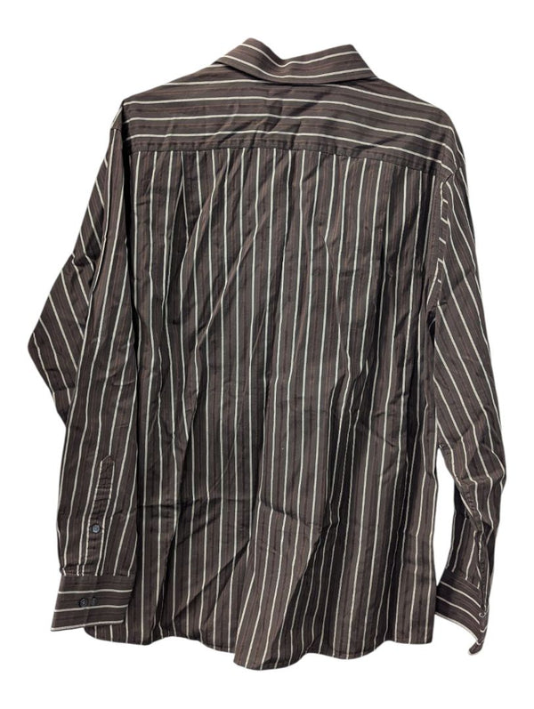 BCBG Attitude Men’s Brown Striped Button-Up Shirt (Size XL)