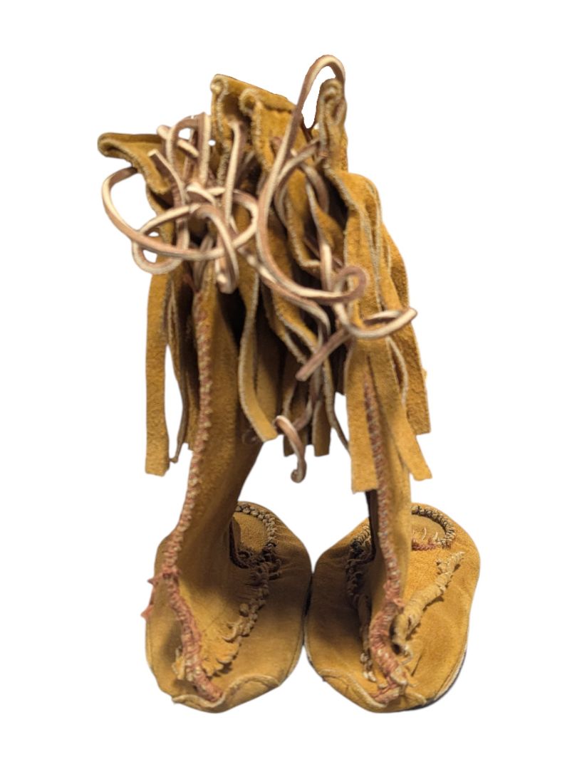 Vintage Suede Fringe Moccasin-Style Boots