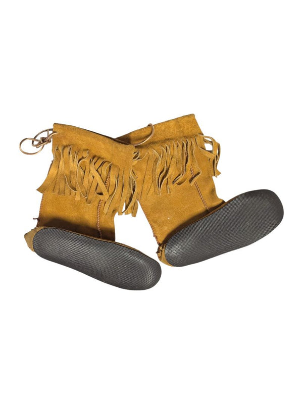 Vintage Suede Fringe Moccasin-Style Boots