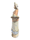 Hand-Painted Ceramic Lady Figurine with Flower Basket