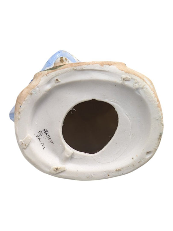 Hand-Painted Ceramic Lady Figurine with Flower Basket