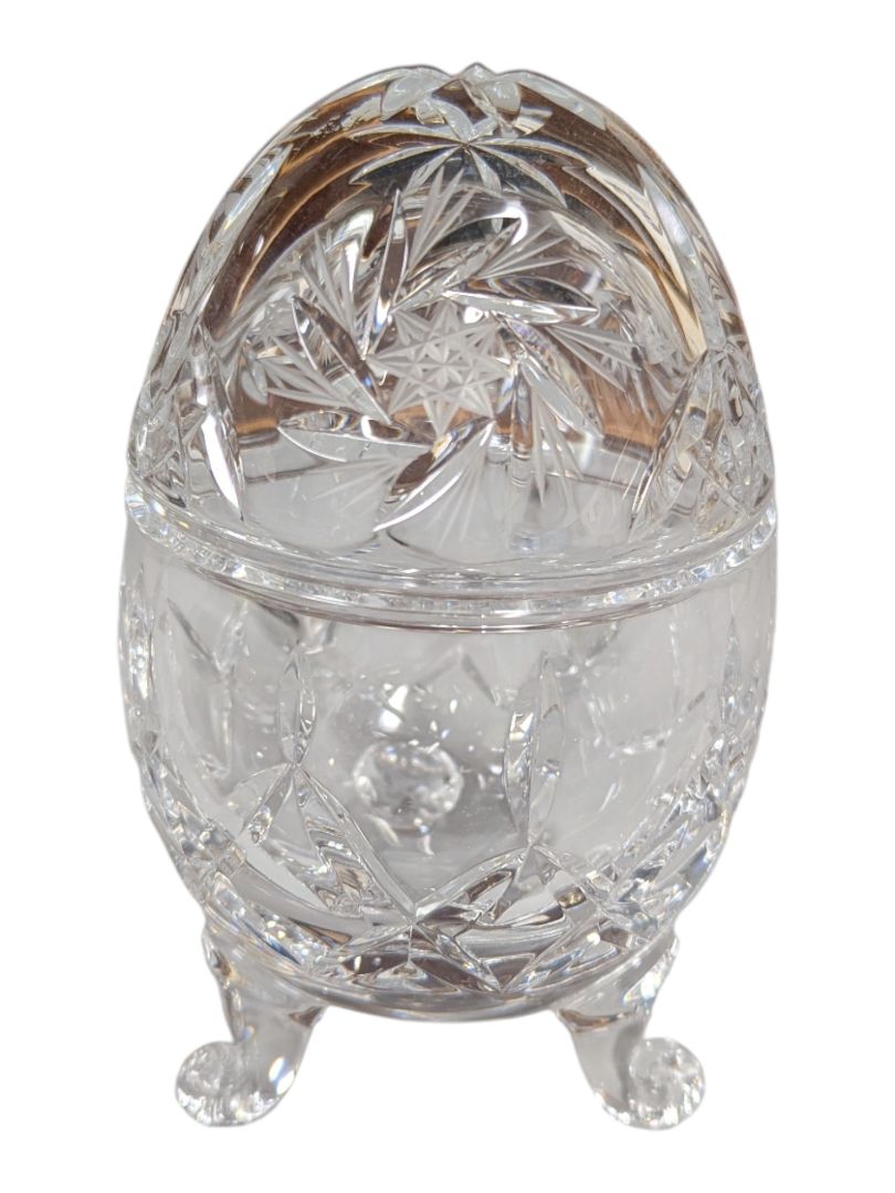 Footed Cut Crystal Trinket Box with Domed Lid