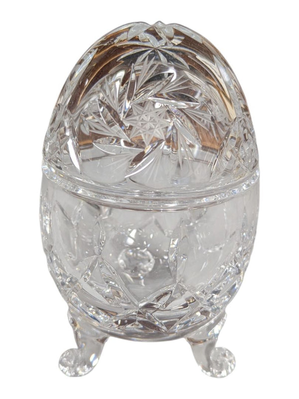 Footed Cut Crystal Trinket Box with Domed Lid