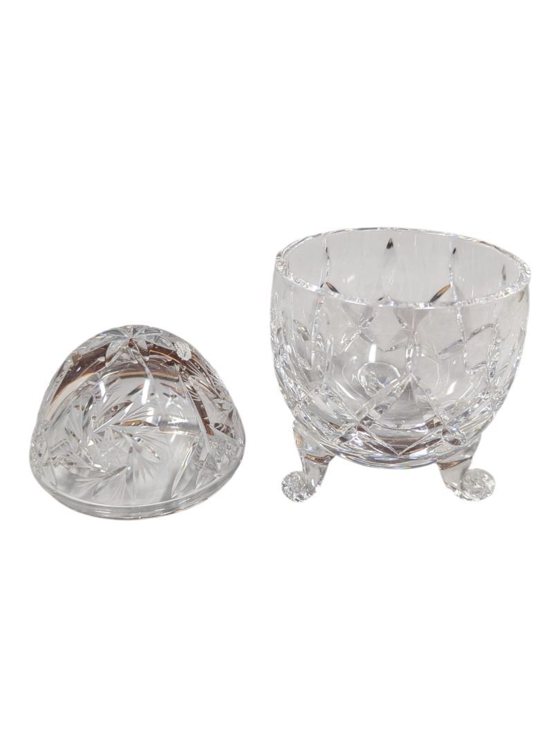 Footed Cut Crystal Trinket Box with Domed Lid