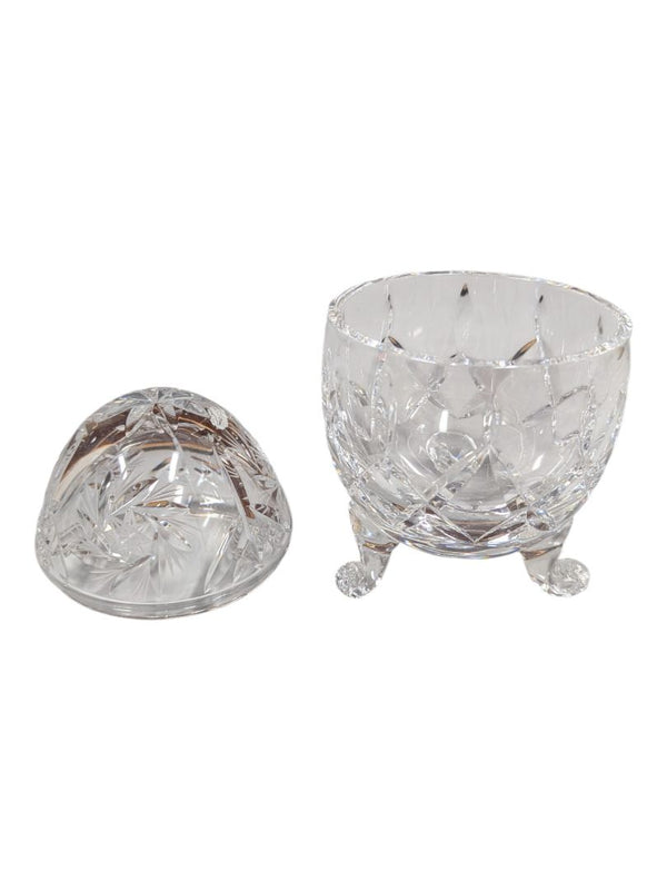 Footed Cut Crystal Trinket Box with Domed Lid