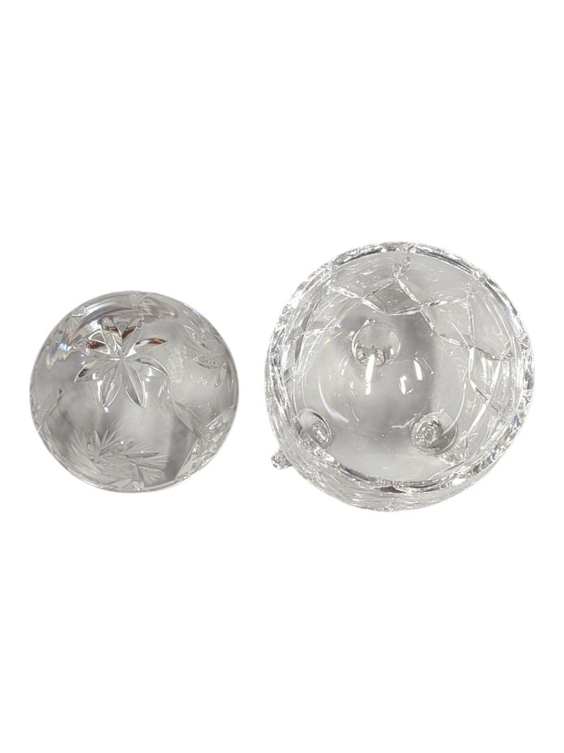 Footed Cut Crystal Trinket Box with Domed Lid