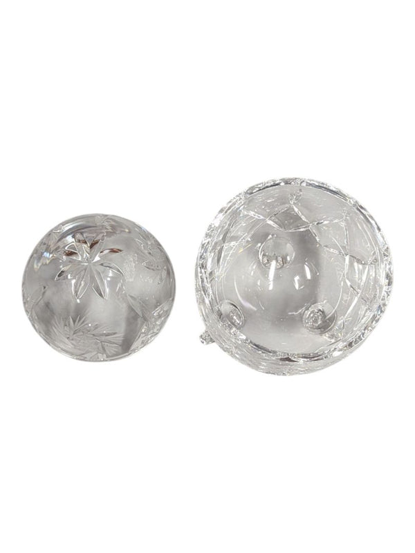 Footed Cut Crystal Trinket Box with Domed Lid