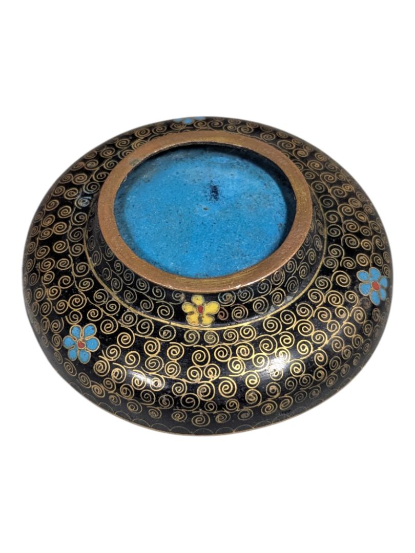 Vintage Cloisonné Enamel Bowl with Floral Motif