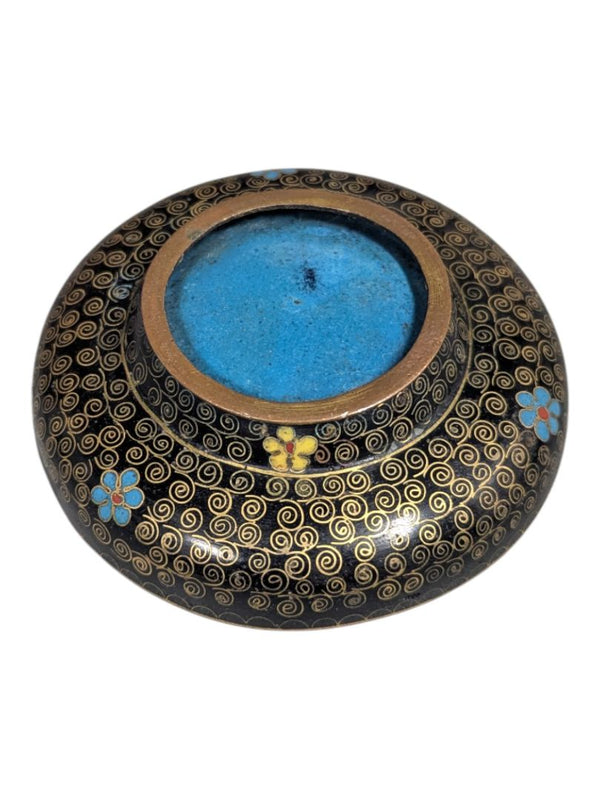 Vintage Cloisonné Enamel Bowl with Floral Motif