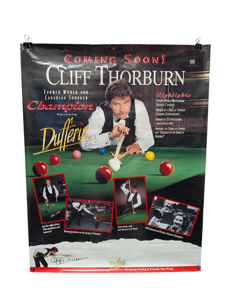 Cliff Thorburn “Coming Soon” Snooker Exhibition Poster (Signed)