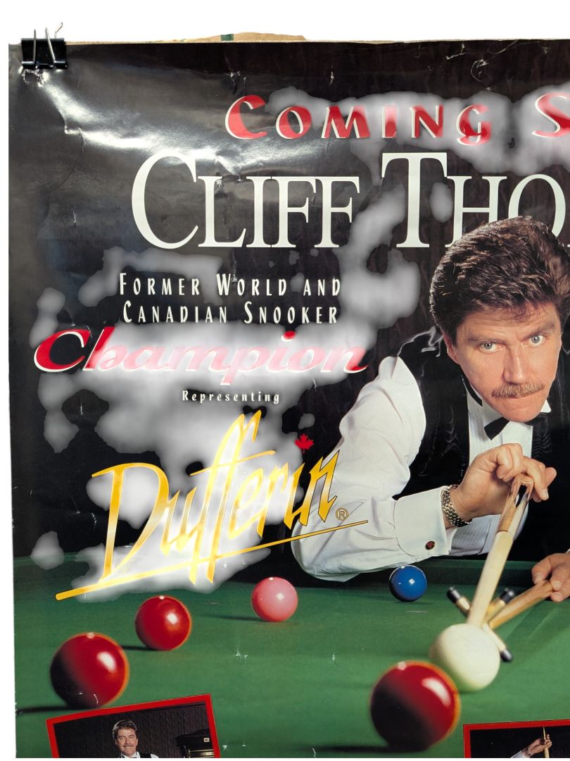 Cliff Thorburn “Coming Soon” Snooker Exhibition Poster (Signed)