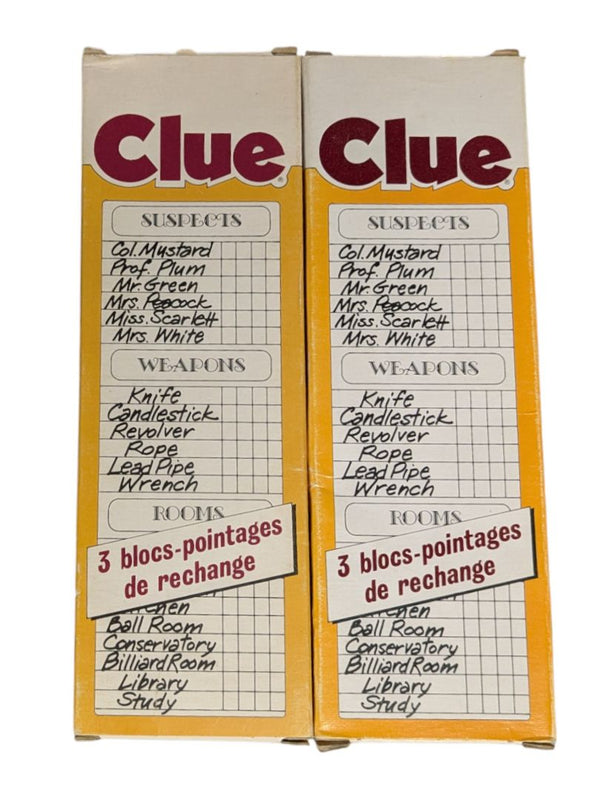 Parker Brothers Clue Replacement Score Pads (Set of 2)