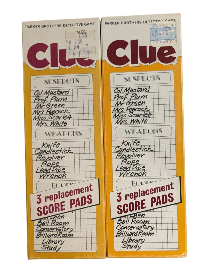 Parker Brothers Clue Replacement Score Pads (Set of 2)