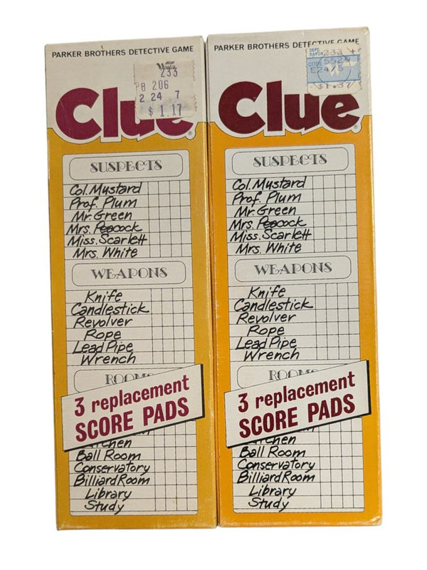Parker Brothers Clue Replacement Score Pads (Set of 2)
