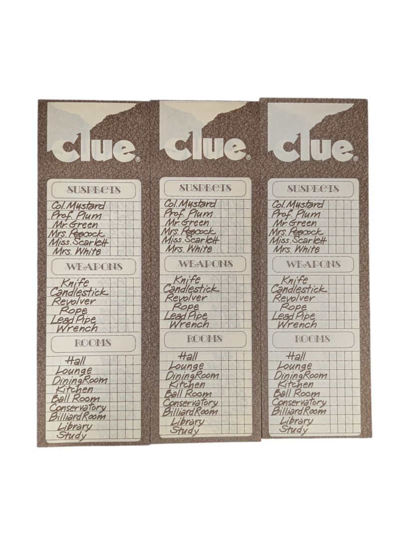 Parker Brothers Clue Replacement Score Pads (Set of 2)