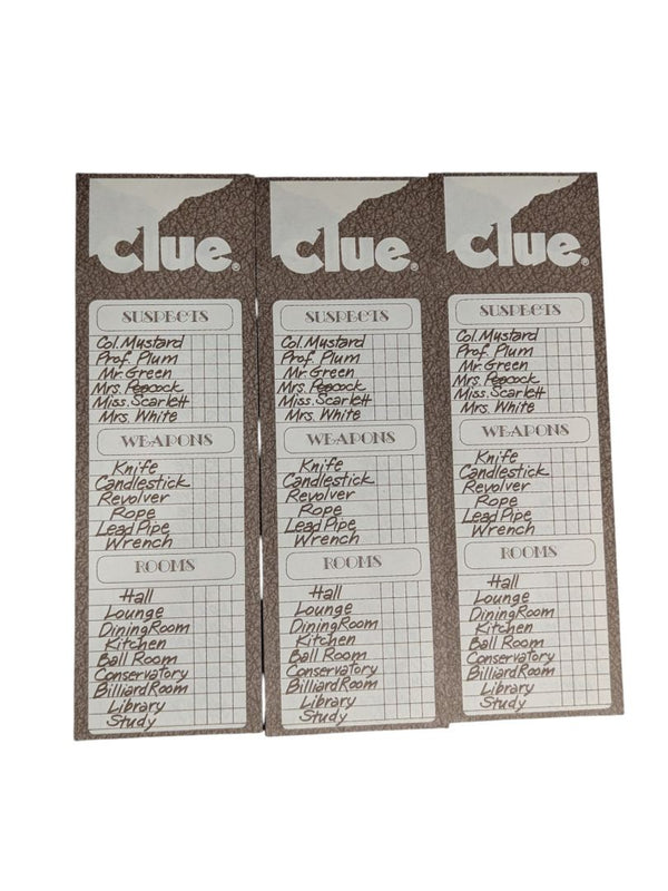 Parker Brothers Clue Replacement Score Pads (Set of 2)