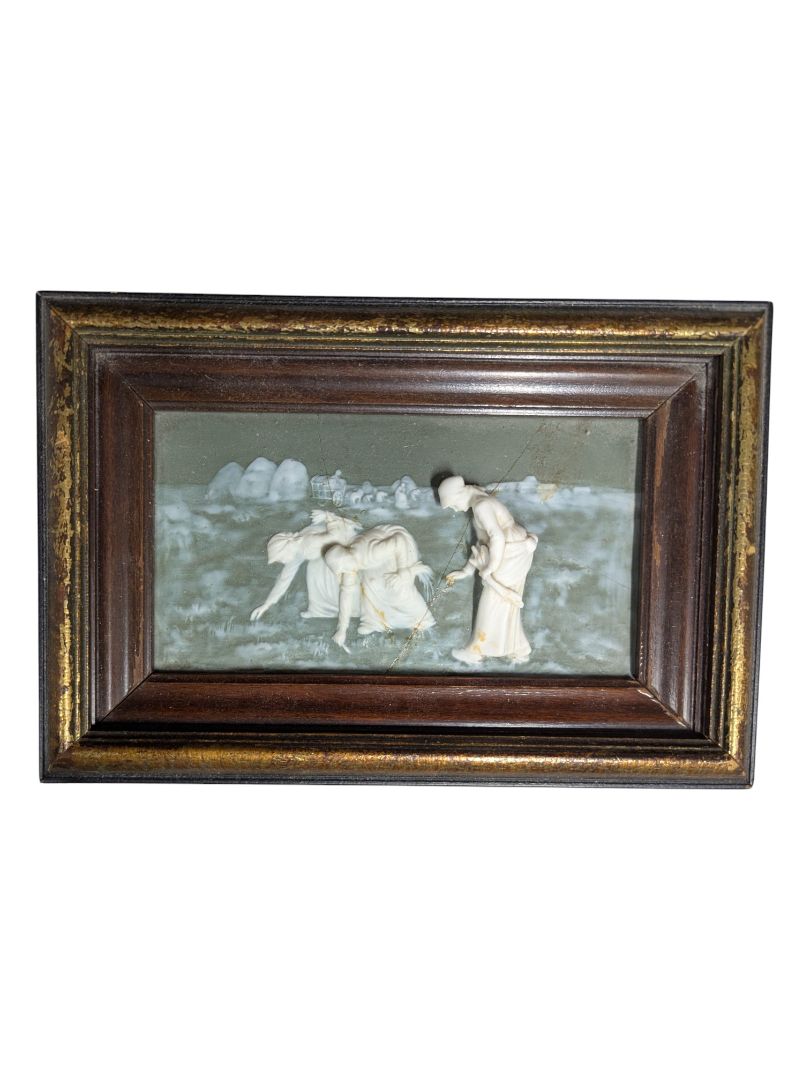 Antique Framed Bas-Relief Plaque with Classical Figures